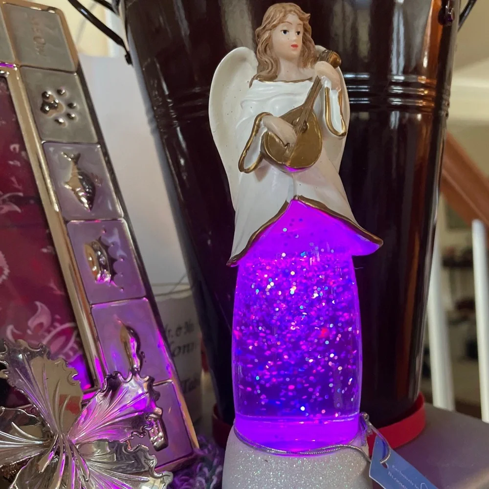 NEW Angel color-changing Night Light Glitter Snow Globe by Roman, Gift-able! - Picture 1 of 14